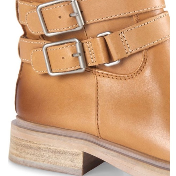 Sam Edelman Freda Tall Leather Riding Boots Tan Size 8.5 Moto Biker Buckles NEW - Picture 6 of 16